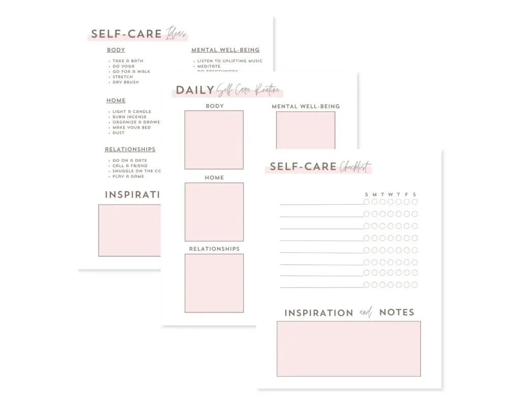 Free Self-Care Printable Bundle - Winky Pink