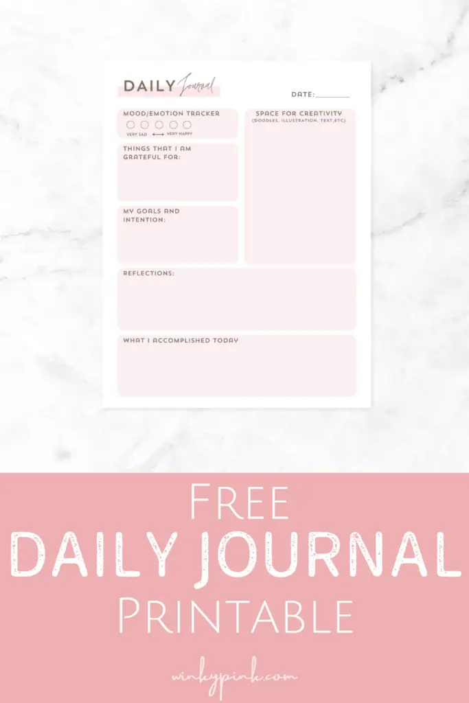 Free Daily Journal Printable - Winky Pink